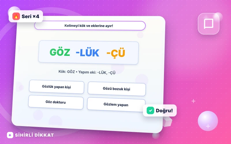 Kelimenin Kökü ve Ekleri etkinliğinin kapak görseli